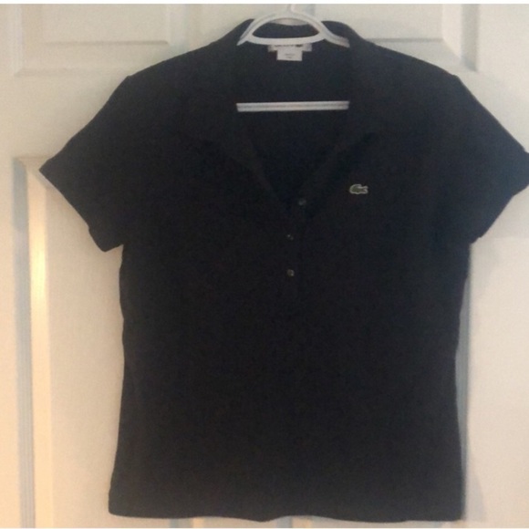 Lacoste Black Polo Size M 1/3 Button up Collar Shirt Cotton - Picture 13 of 13